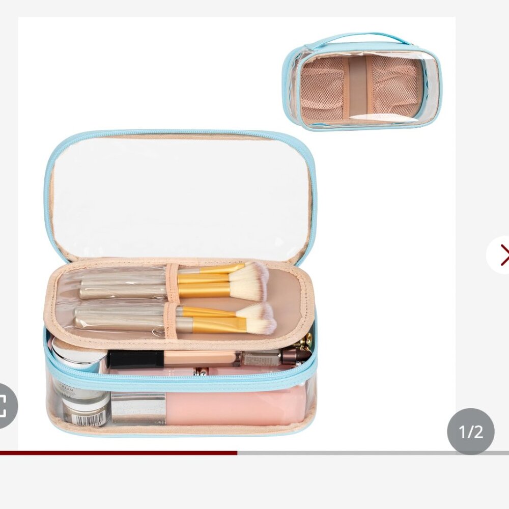 Clear Makeup Bag, Portable Makeup Storage Organizer Cosmetic Bag, Travel